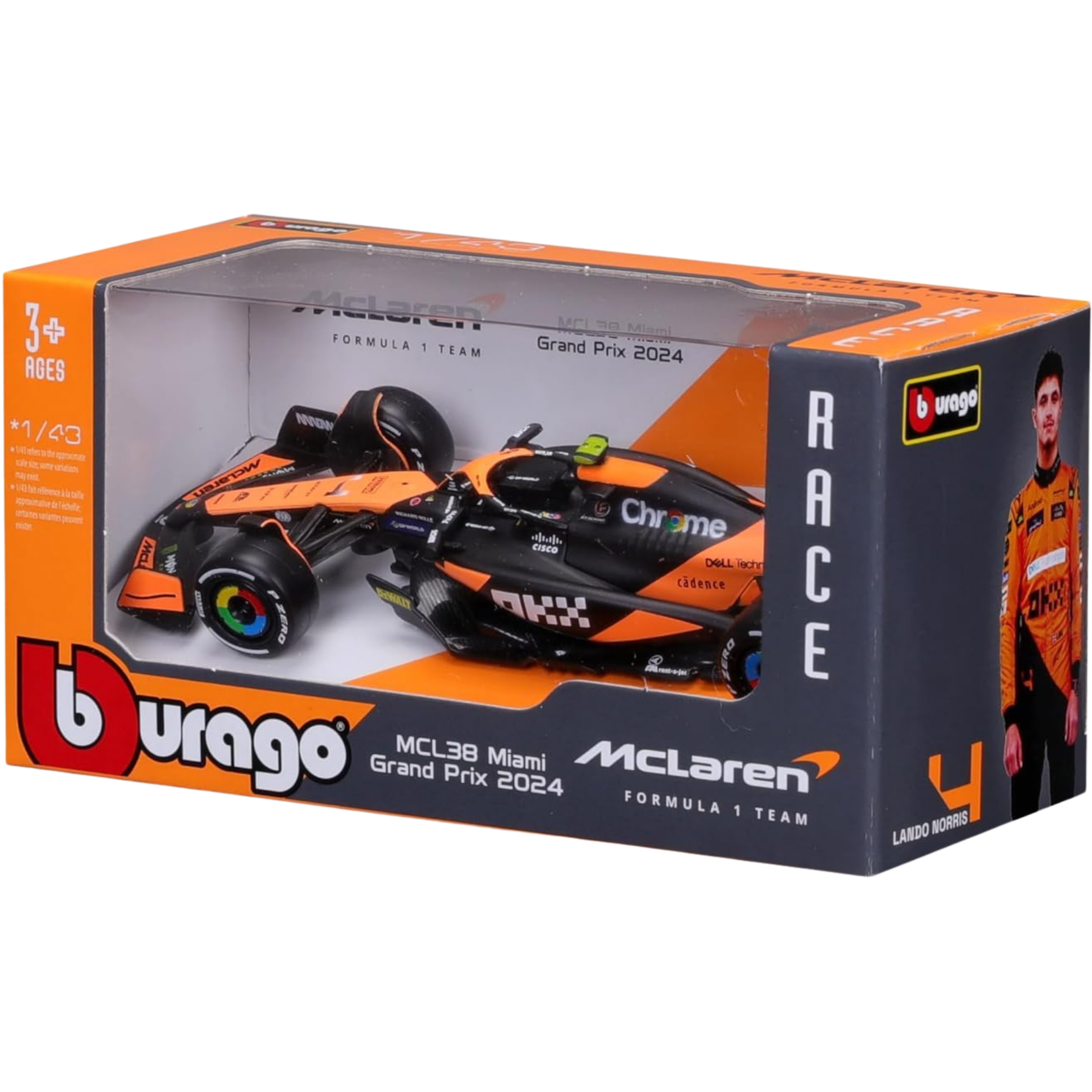 Bburago McLaren MCL38 Miami Grand Prix 2024 1/43