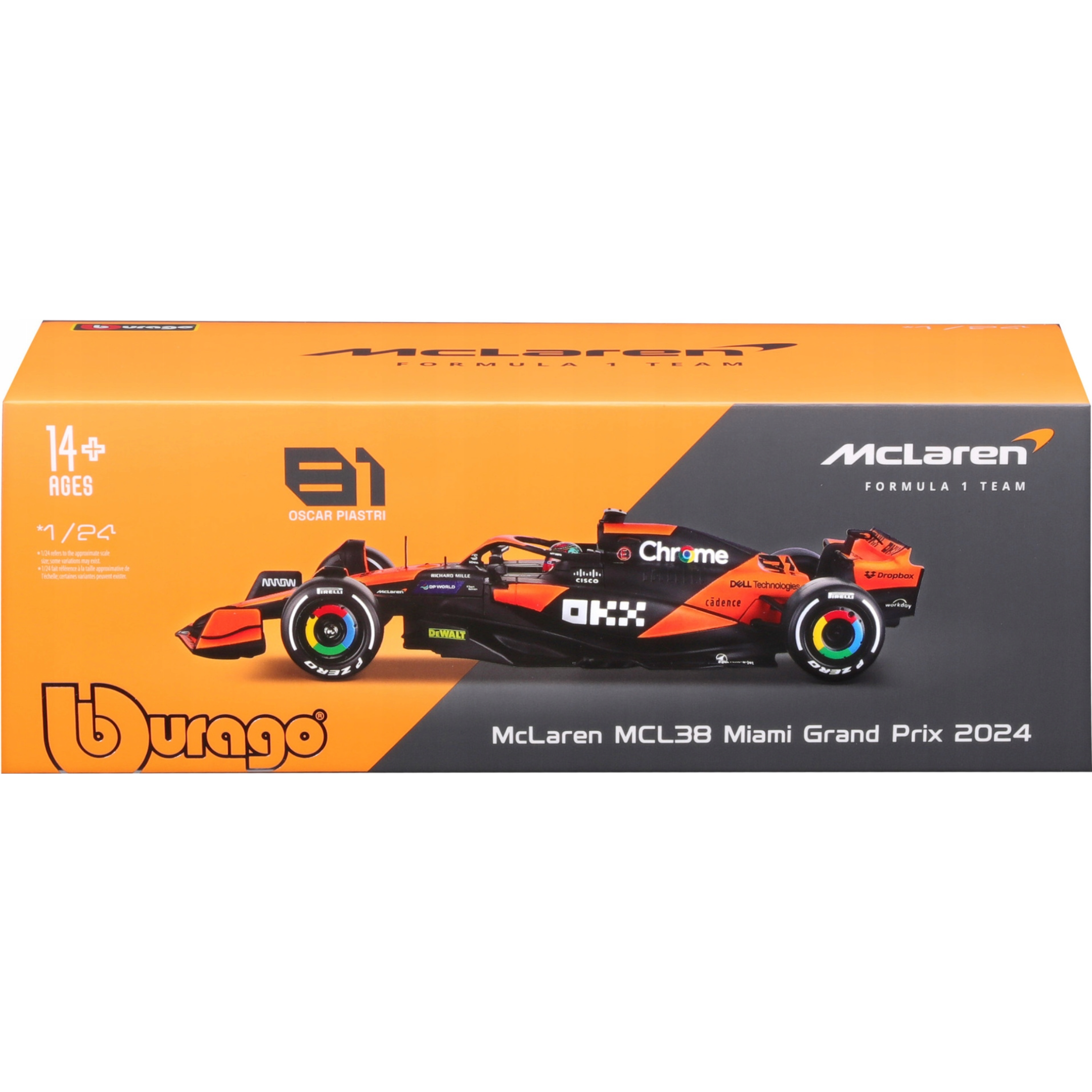 Bburago McLaren MCL38 Miami Grand Prix 2024 Oscar Piastri 1/24