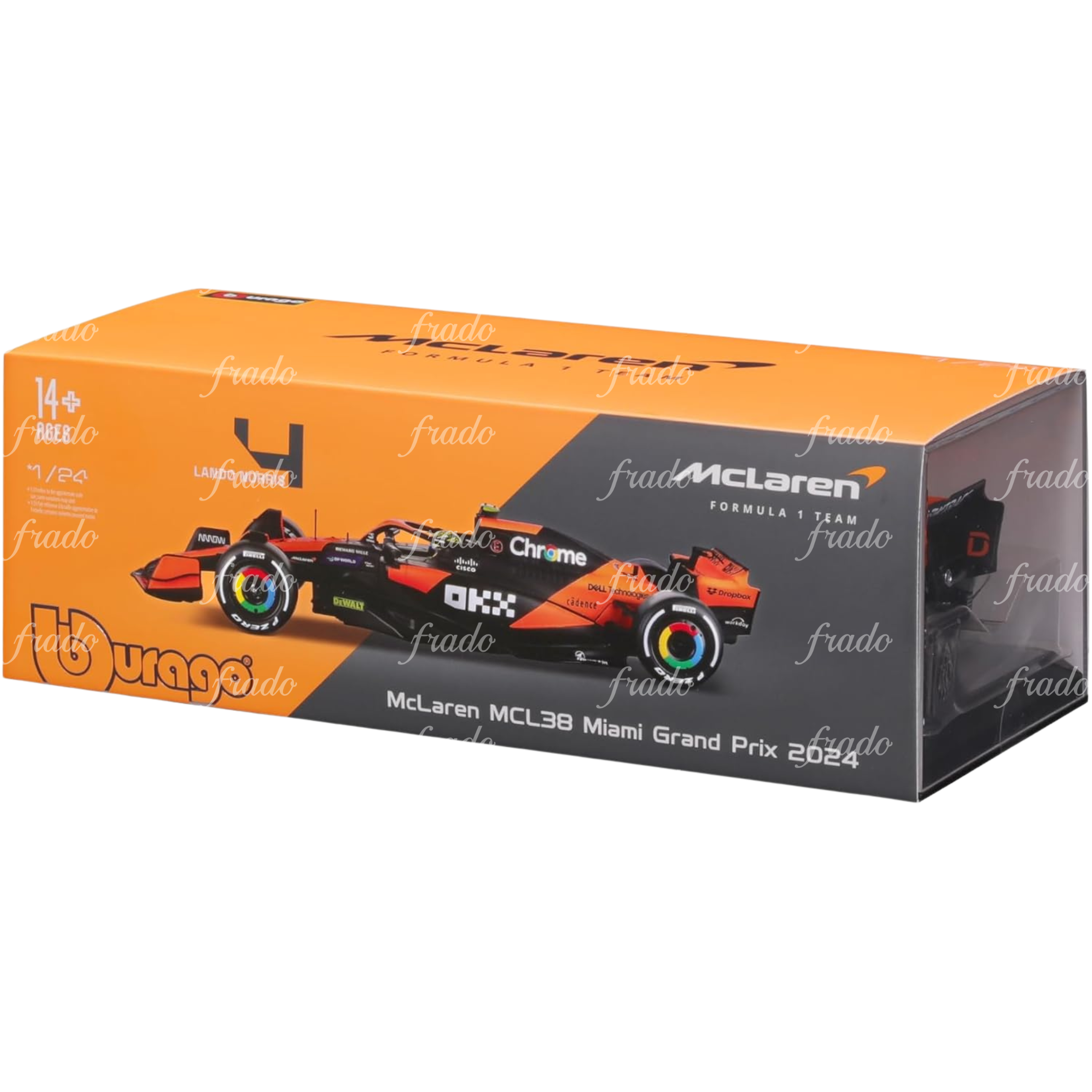 Bburago McLaren MCL38 Miami Grand Prix 2024 Lando Norris 1/24