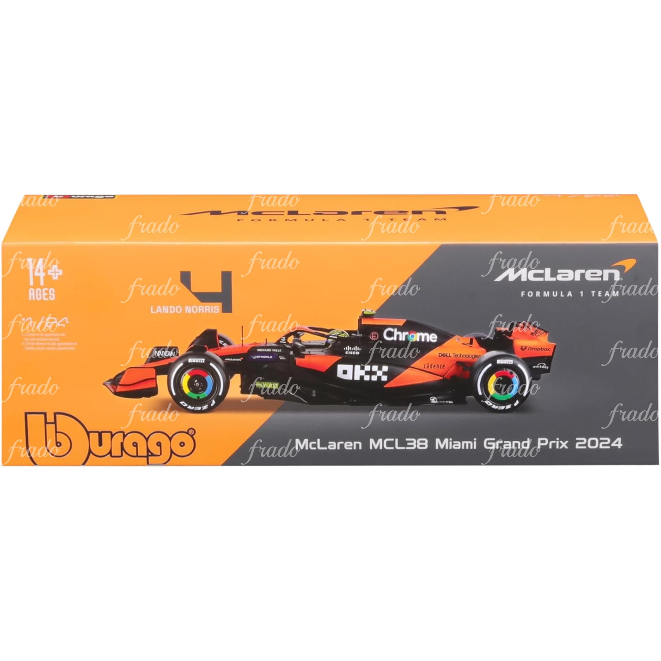 Bburago McLaren MCL38 Miami Grand Prix 2024 Lando Norris 1/24