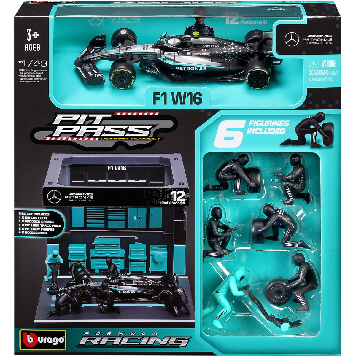 Bburago Pit Pass Mercedes-AMG F1 W16 K. Antonelli 1/43