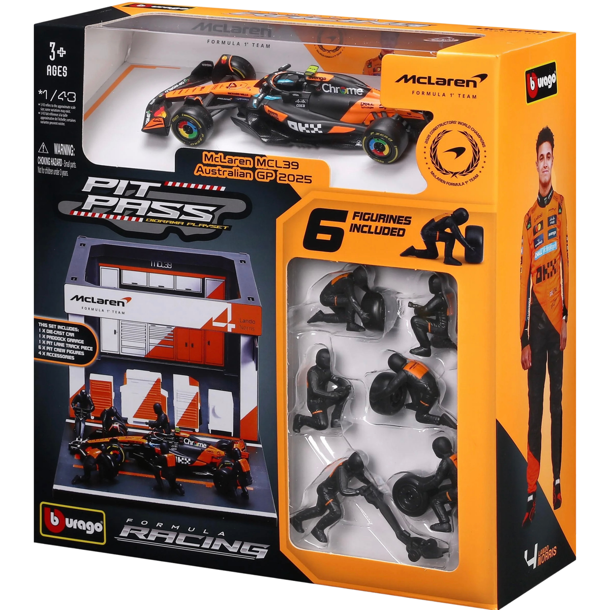 Bburago Pit Pass McLaren MCL39 L. Norris Australian GP 2025 1/43