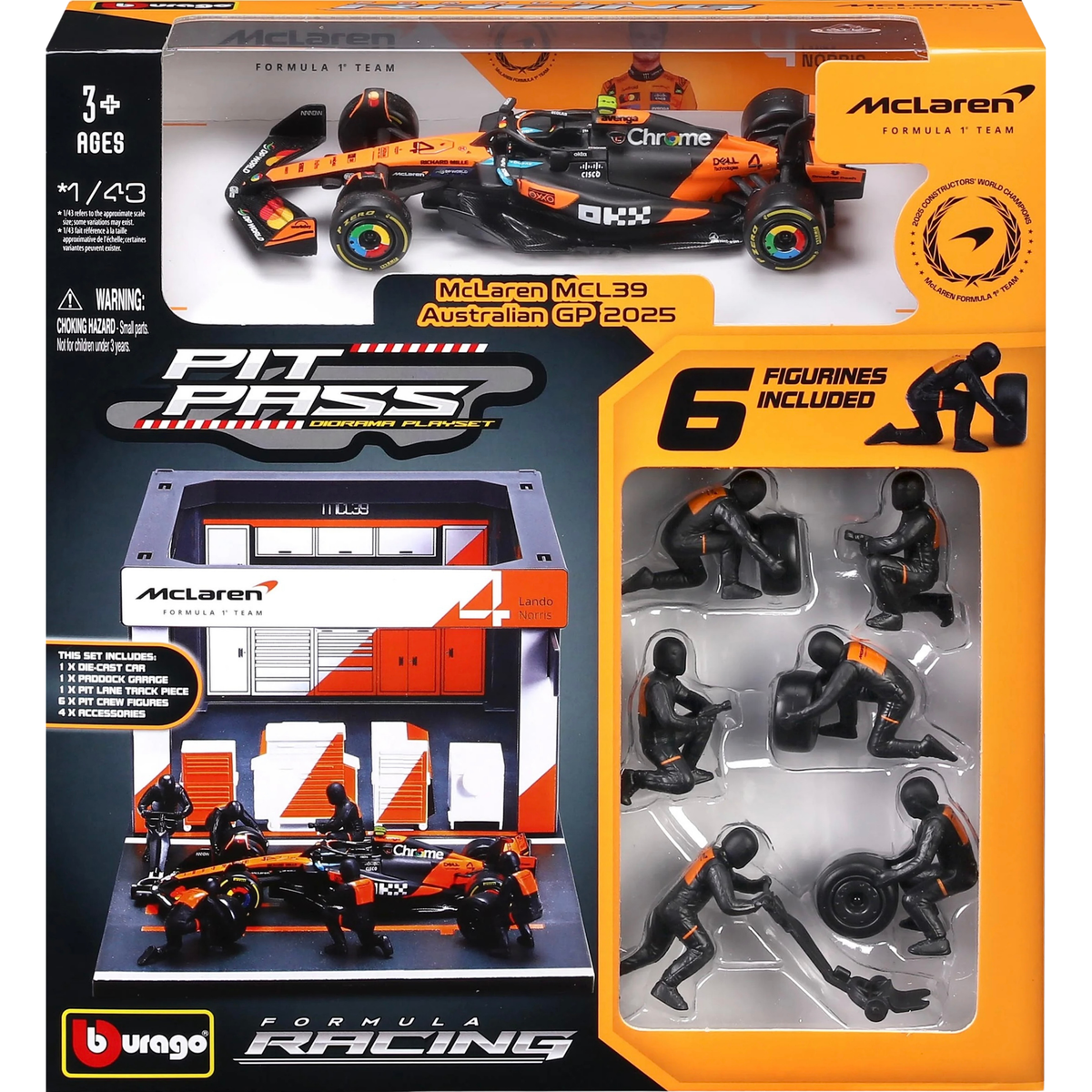 Bburago Pit Pass McLaren MCL39 L. Norris Australian GP 2025 1/43