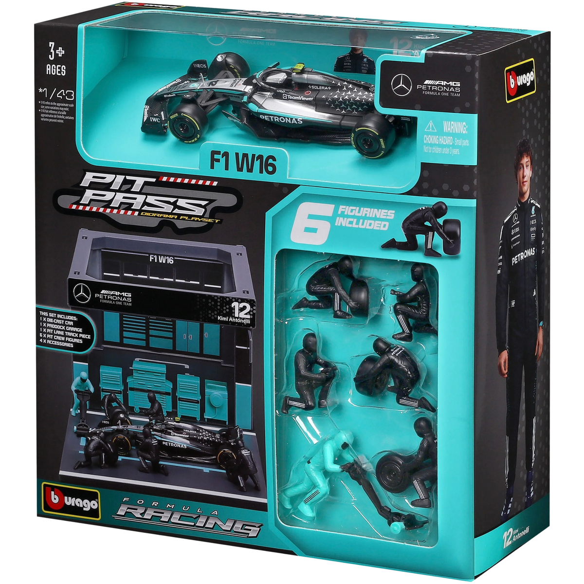 Bburago Pit Pass Mercedes-AMG F1 W16 K. Antonelli 1/43