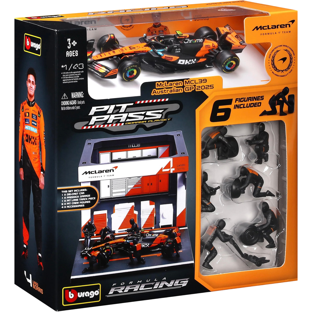 Bburago Pit Pass McLaren MCL39 L. Norris Australian GP 2025 1/43