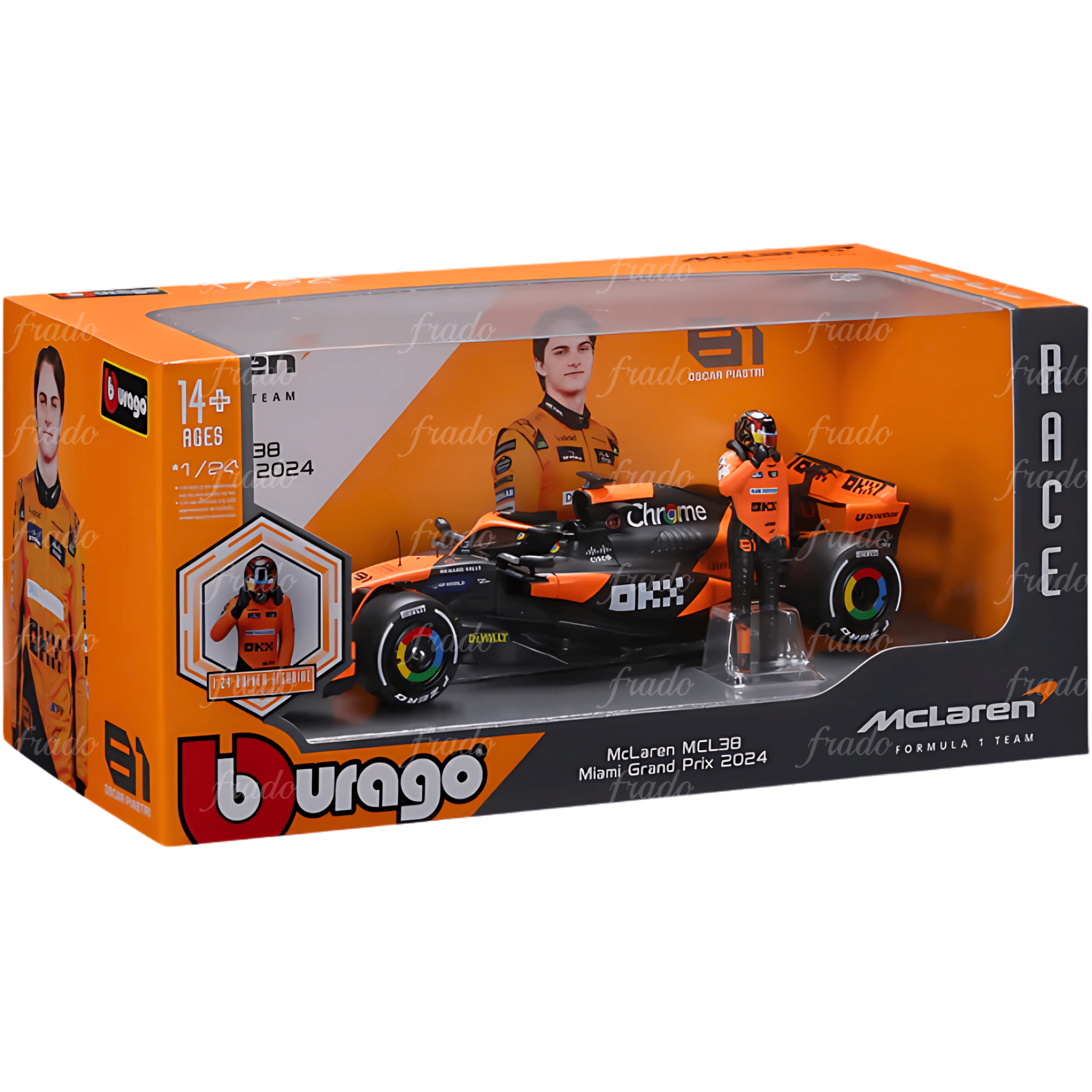 Bburago O. Piastri McLaren MCL38 Miami GP 2024 con figura 1/24 - Fradostore