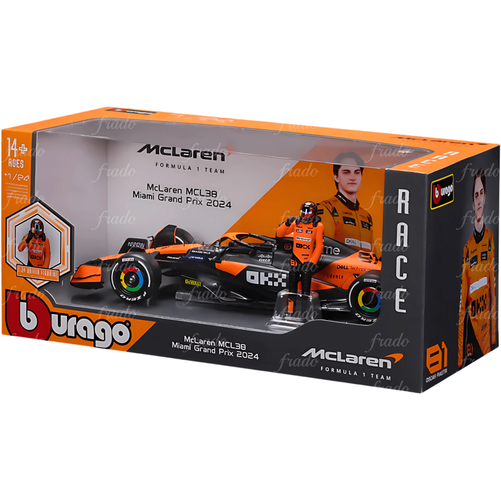 Bburago O. Piastri McLaren MCL38 Miami GP 2024 con figura 1/24 - Fradostore